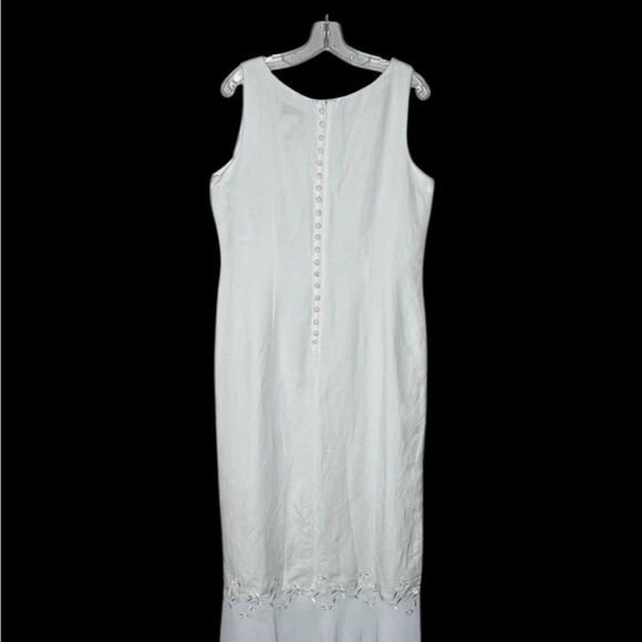 Vintage Plaza South White Linen Embroidered Maxi Dress Size 4 NWT Old Money - Picture 4 of 9